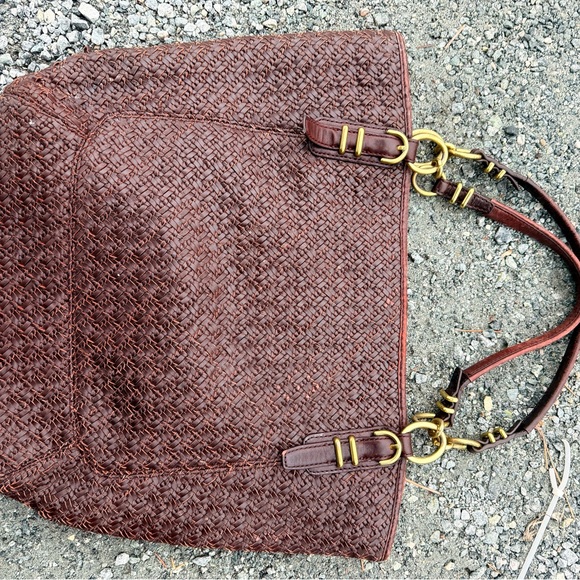 Coach Dark Brown Woven Shoulder Bag - Picture 2 of 6